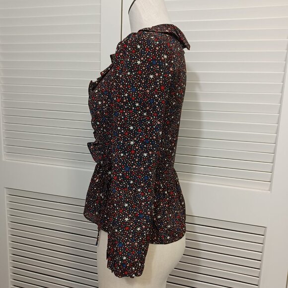Madewell Star Print Blouse 100% Silk Peplum Wrap Size XSmall - Picture 7 of 15